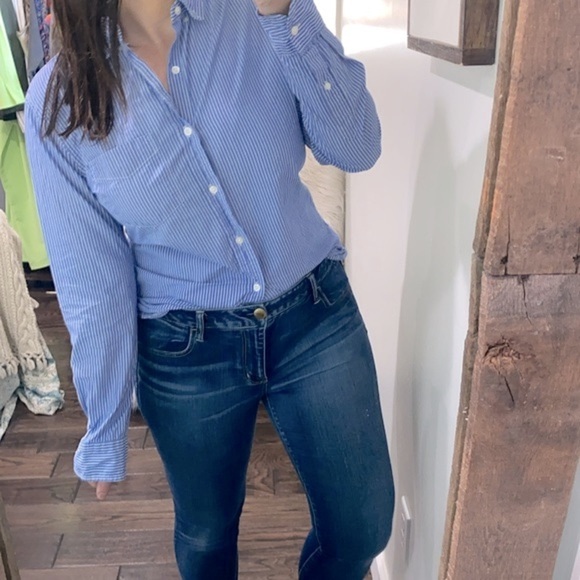 Old Navy blue striped slim fit button down shirt size small - Picture 3 of 8